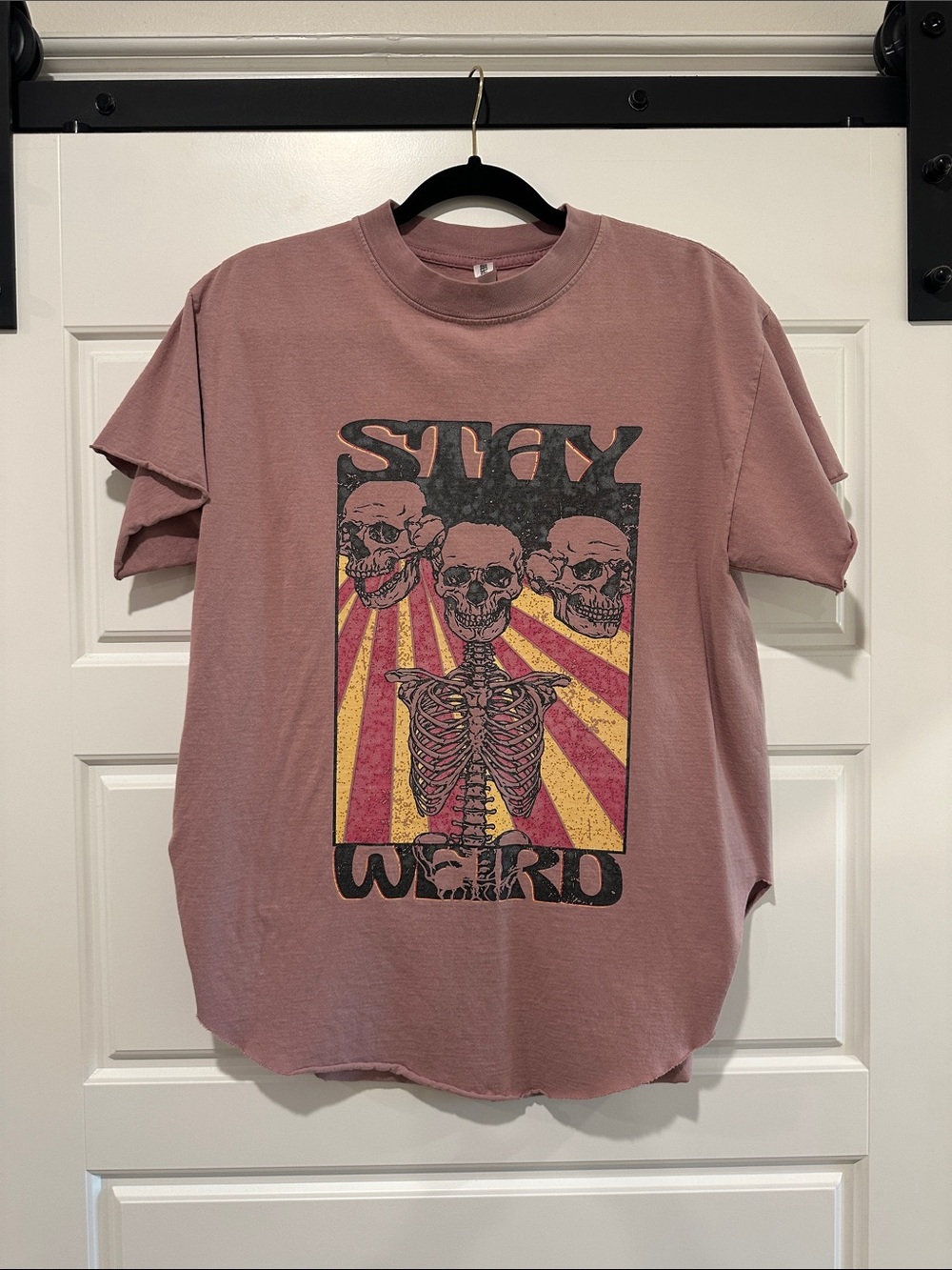 Stay Weird Graphic Tee in Dusty Rose